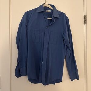 Ascot Chang Custom-Made Blue Cotton Dress Shirt - M